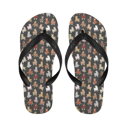 Alpaca Cute Design Themed Print Flip Flops-JTAMIGO.COM