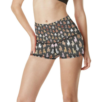 Alpaca Cute Design Themed Print High Waisted Spandex Shorts-JTAMIGO.COM