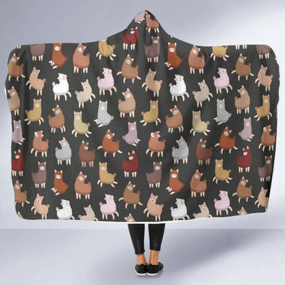 Alpaca Cute Design Themed Print Hooded Blanket-JTAMIGO.COM