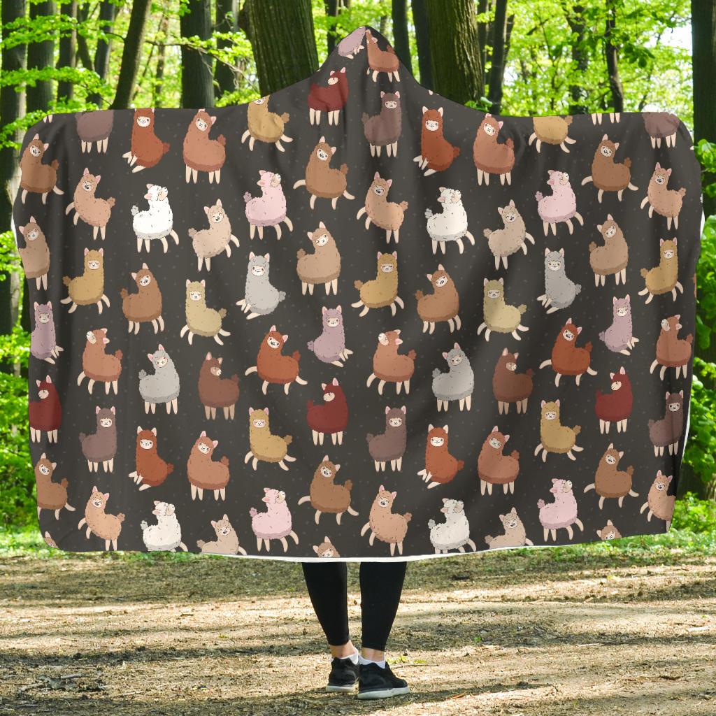Alpaca Cute Design Themed Print Hooded Blanket-JTAMIGO.COM