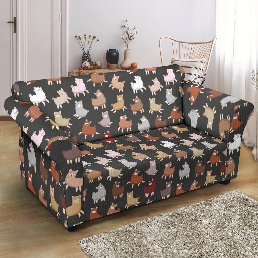 Alpaca Cute Design Themed Print Loveseat Slipcover-JTAMIGO.COM
