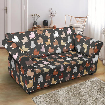 Alpaca Cute Design Themed Print Loveseat Slipcover-JTAMIGO.COM