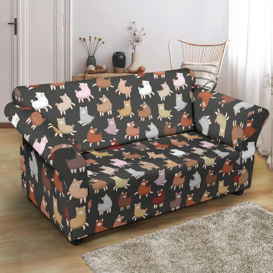 Alpaca Cute Design Themed Print Loveseat Slipcover-JTAMIGO.COM