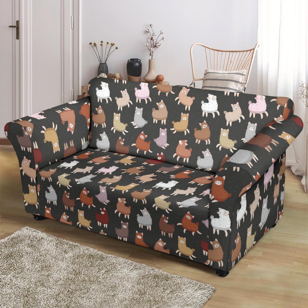 Alpaca Cute Design Themed Print Loveseat Slipcover-JTAMIGO.COM