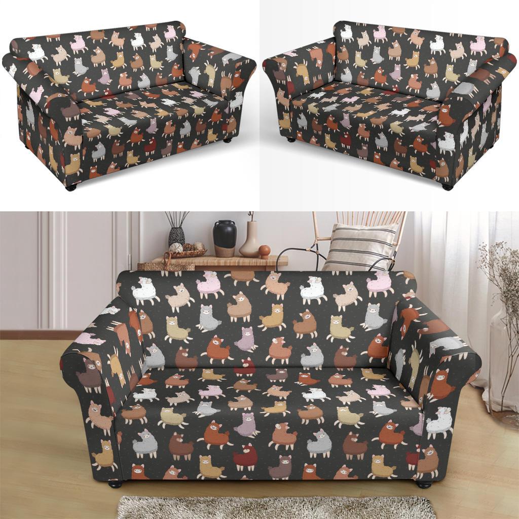 Alpaca Cute Design Themed Print Loveseat Slipcover-JTAMIGO.COM