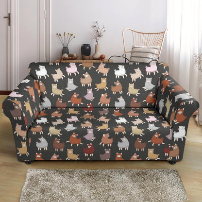 Alpaca Cute Design Themed Print Loveseat Slipcover-JTAMIGO.COM