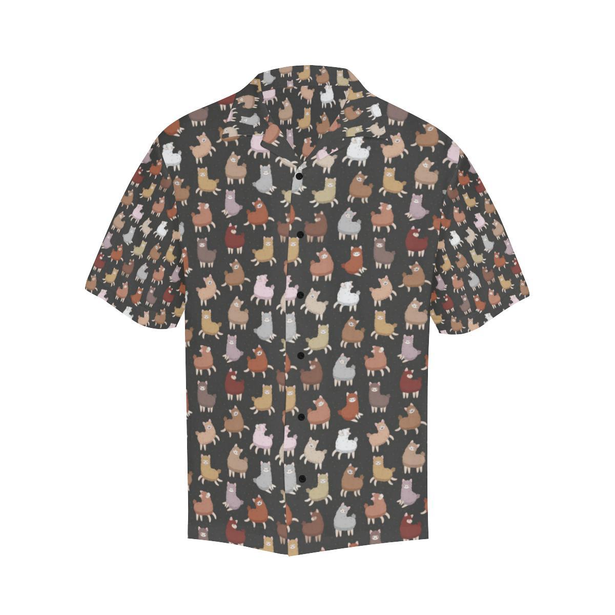 Alpaca Cute Design Themed Print Men Aloha Hawaiian Shirt