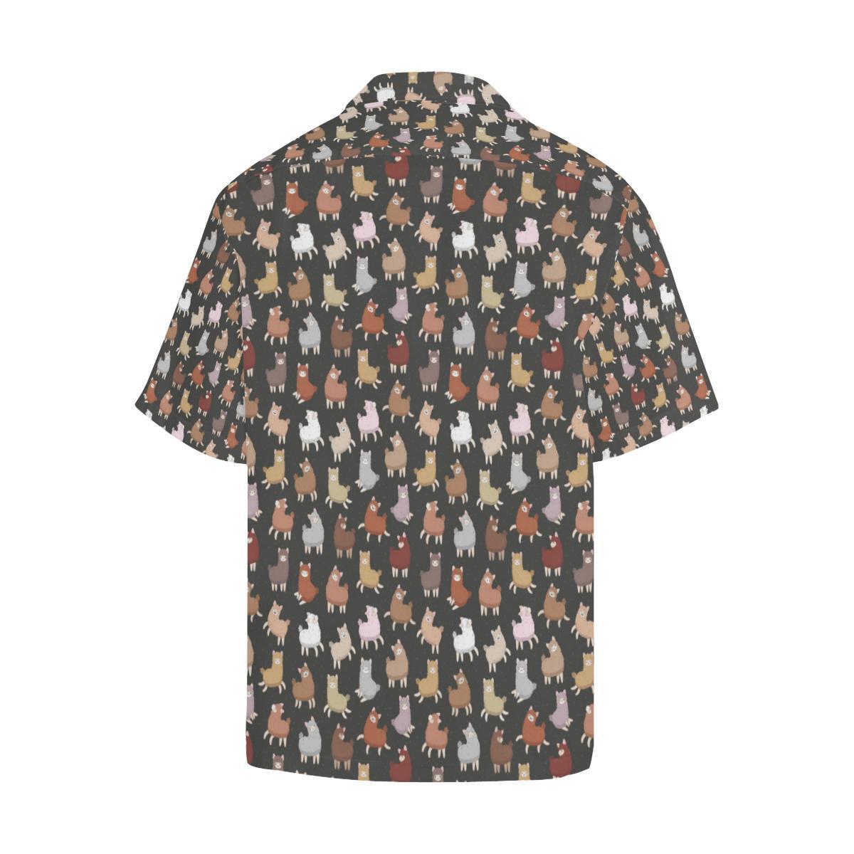 Alpaca Cute Design Themed Print Men Aloha Hawaiian Shirt
