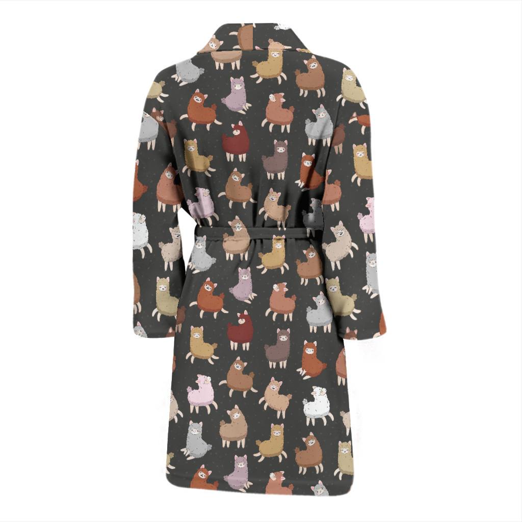Alpaca Cute Design Themed Print Men Bath Robe-JTAMIGO.COM