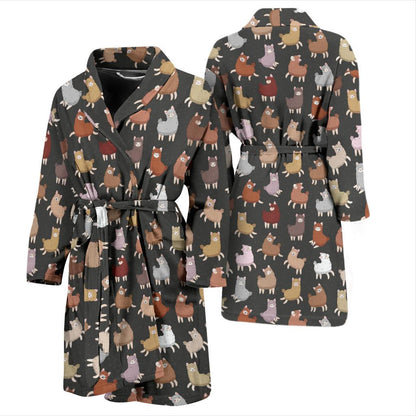 Alpaca Cute Design Themed Print Men Bath Robe-JTAMIGO.COM