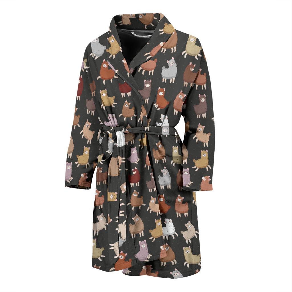 Alpaca Cute Design Themed Print Men Bath Robe-JTAMIGO.COM