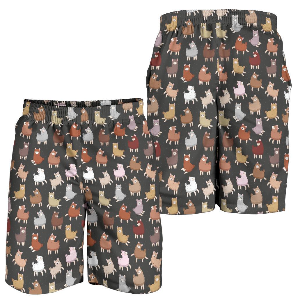 Alpaca Cute Design Themed Print Mens Shorts-JTAMIGO.COM