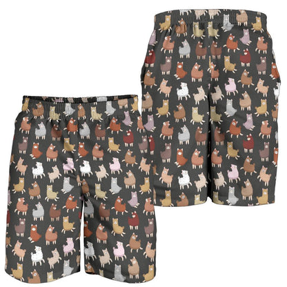 Alpaca Cute Design Themed Print Mens Shorts-JTAMIGO.COM