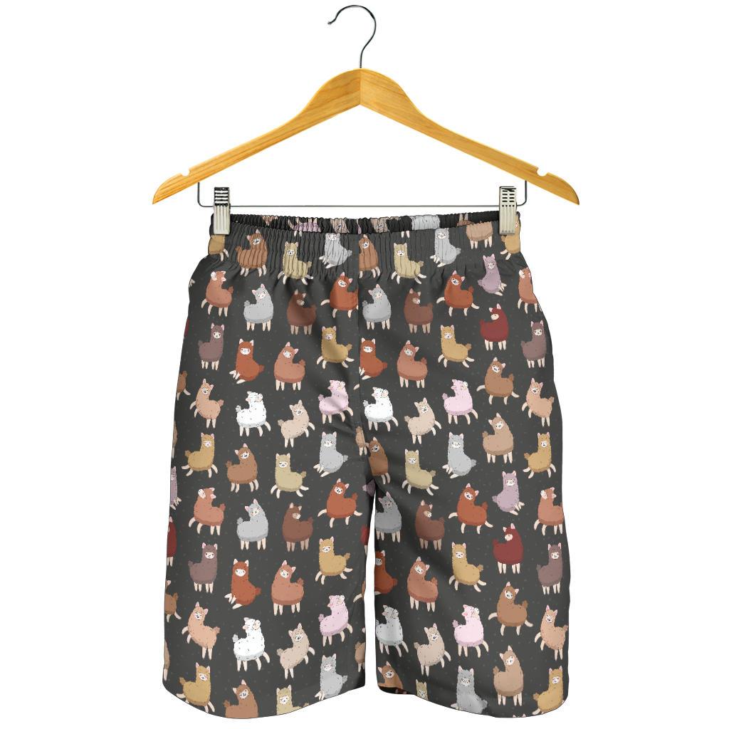 Alpaca Cute Design Themed Print Mens Shorts-JTAMIGO.COM