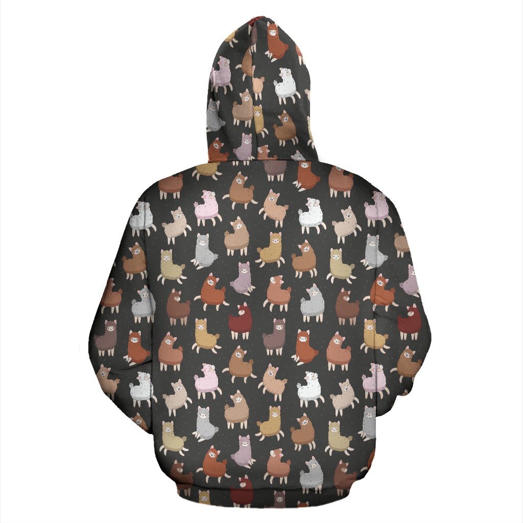 Alpaca Cute Design Themed Print Pullover Hoodie