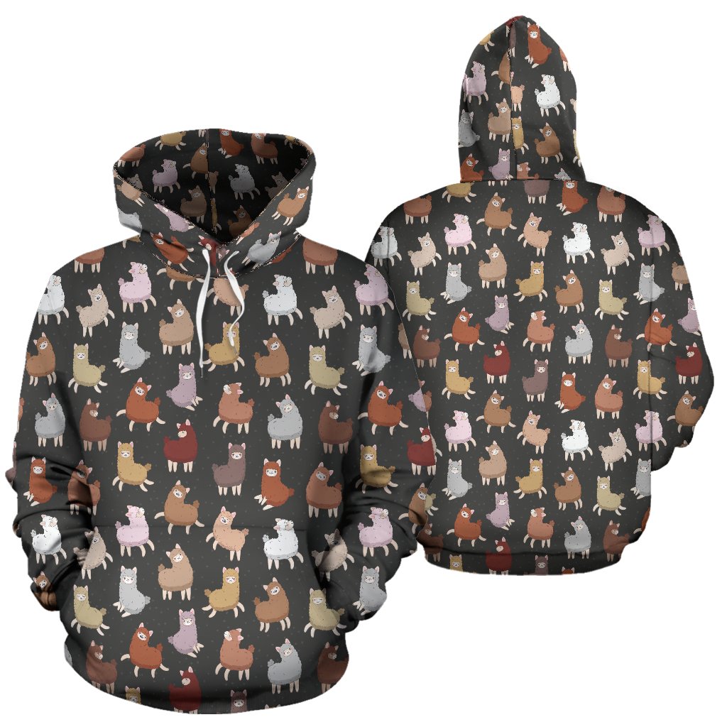 Alpaca Cute Design Themed Print Pullover Hoodie