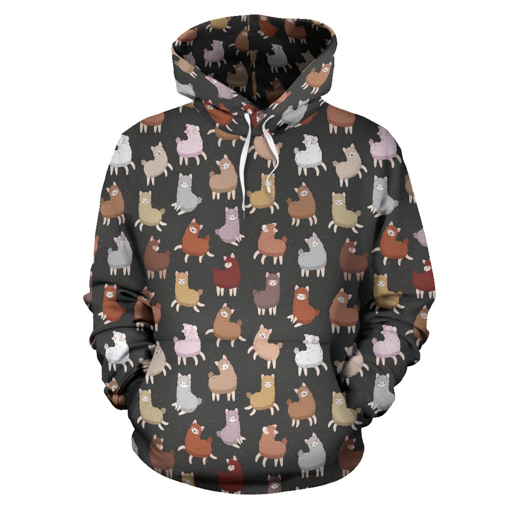 Alpaca Cute Design Themed Print Pullover Hoodie