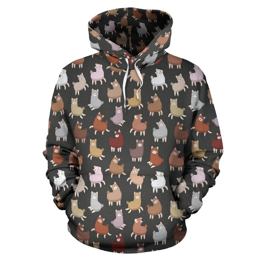 Alpaca Cute Design Themed Print Pullover Hoodie
