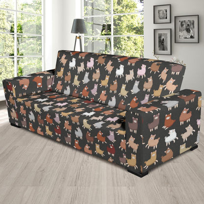 Alpaca Cute Design Themed Print Sofa Slipcover-JTAMIGO.COM