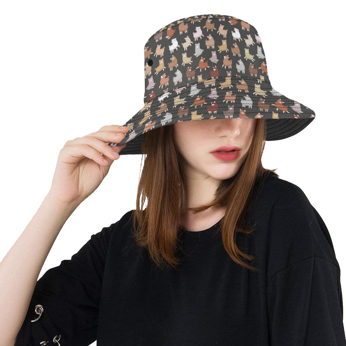 Alpaca Cute Design Themed Print Unisex Bucket Hat