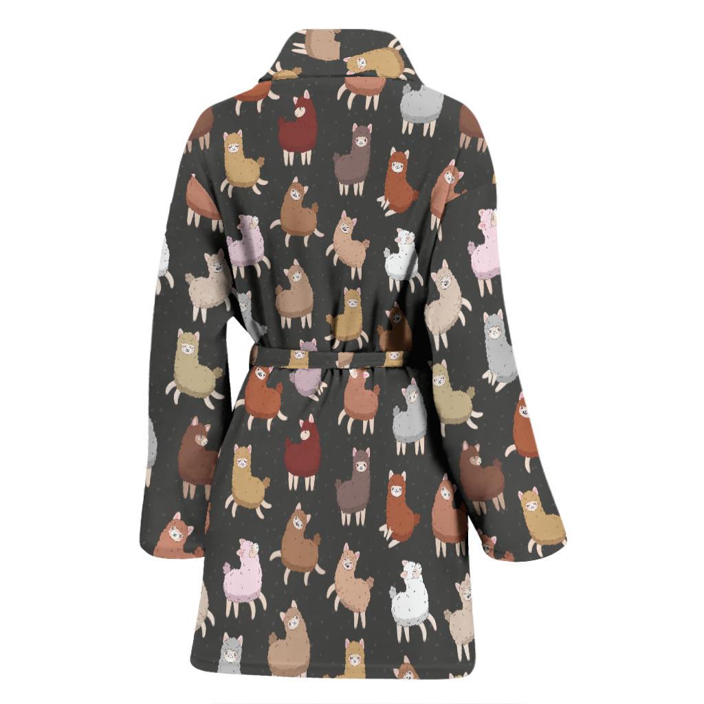 Alpaca Cute Design Themed Print Women Bath Robe-JTAMIGO.COM
