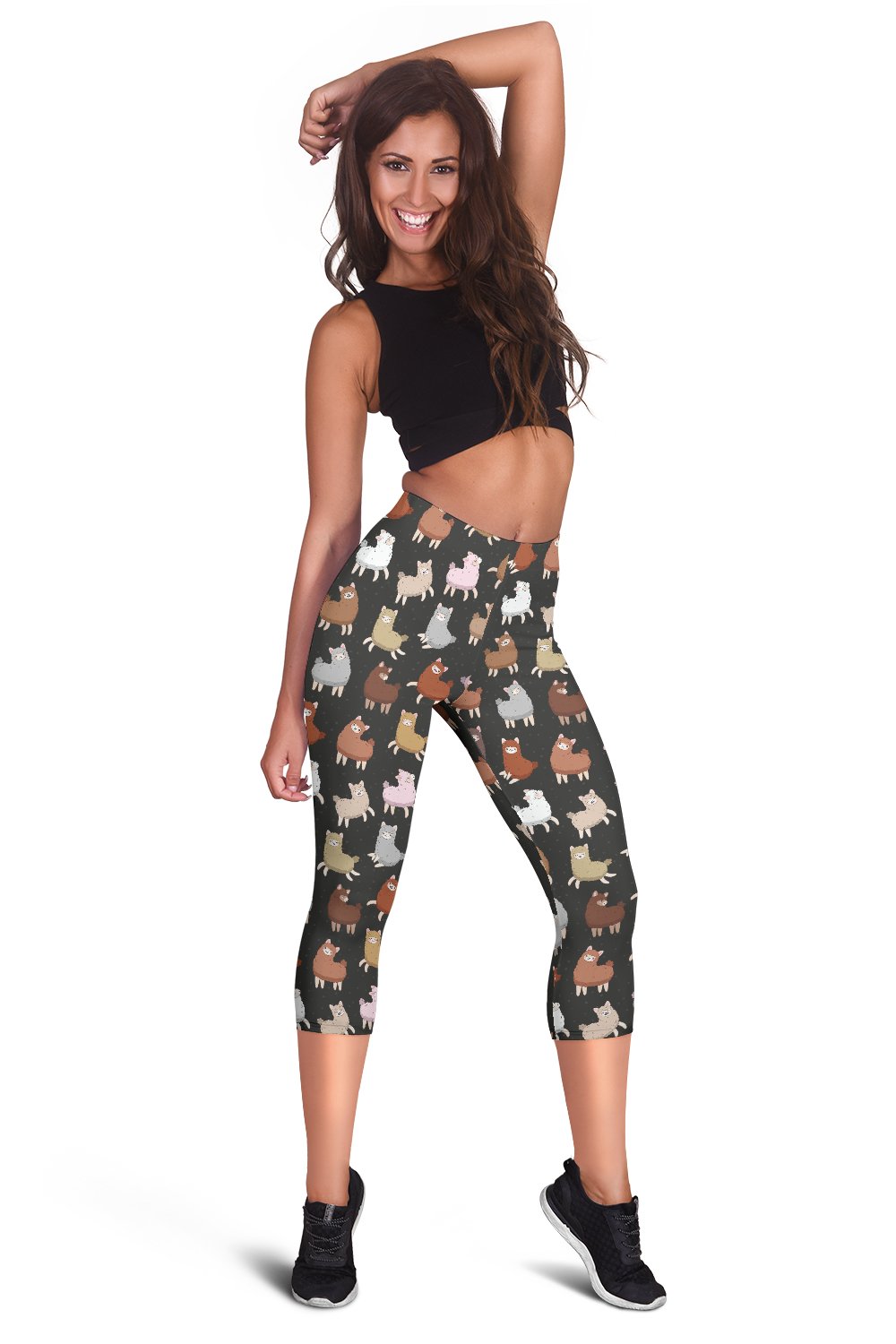 Alpaca Cute Design Themed Print Women Capris