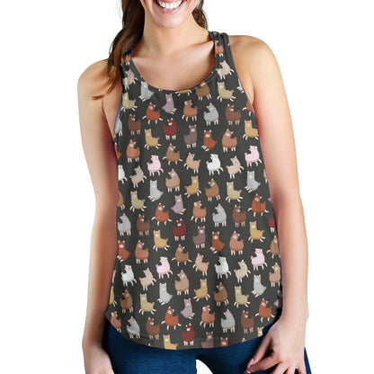 Alpaca Cute Design Themed Print Women Racerback Tank Top
