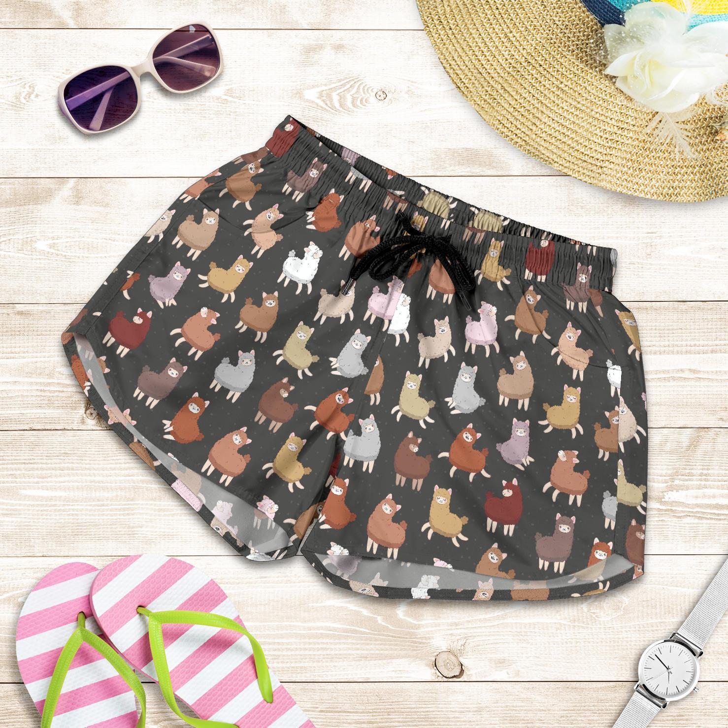 Alpaca Cute Design Themed Print Women Shorts-JTAMIGO.COM