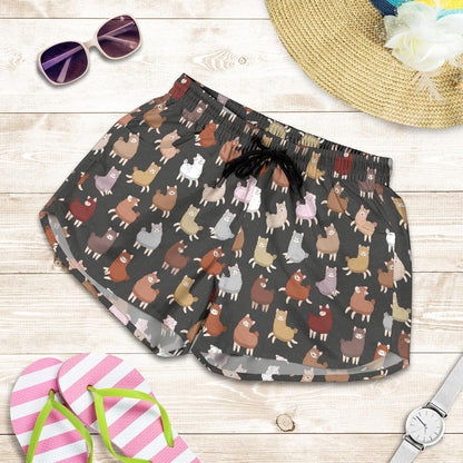 Alpaca Cute Design Themed Print Women Shorts-JTAMIGO.COM