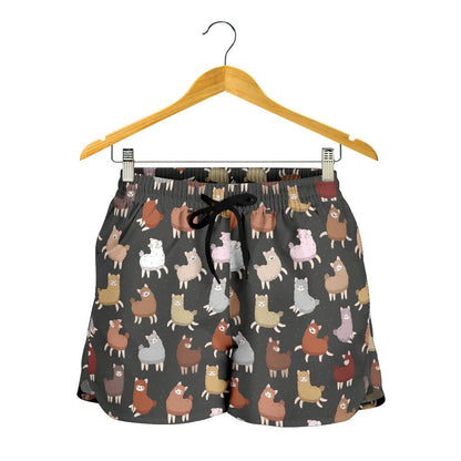 Alpaca Cute Design Themed Print Women Shorts-JTAMIGO.COM