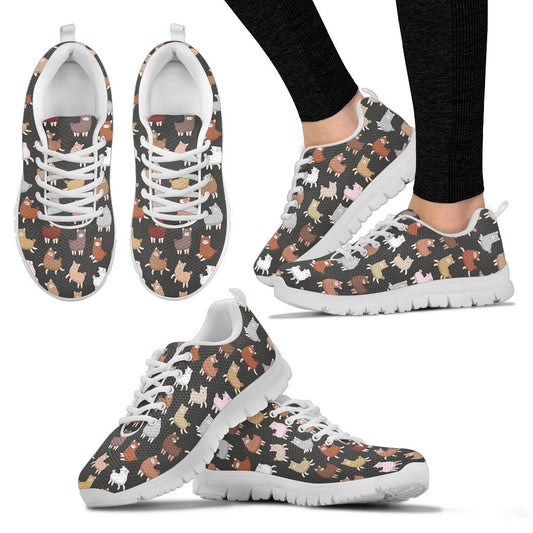 Alpaca Cute Design Themed Print Women Sneakers Shoes