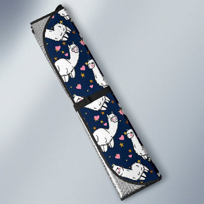 Alpaca Heart Star Design Themed Print Car Sun Shade For Windshield