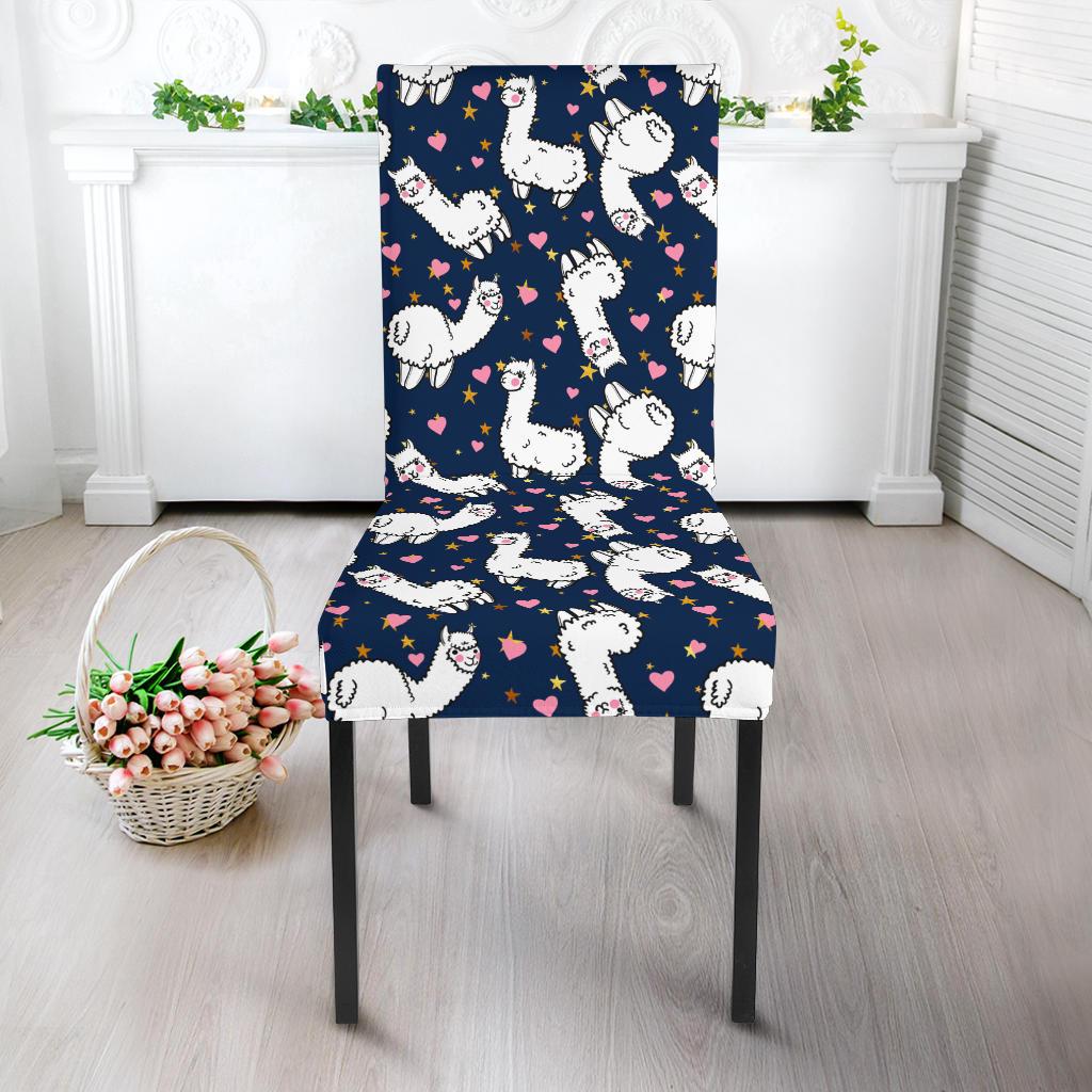 Alpaca Heart Star Design Themed Print Dinning Chair Slipper-JTAMIGO.COM