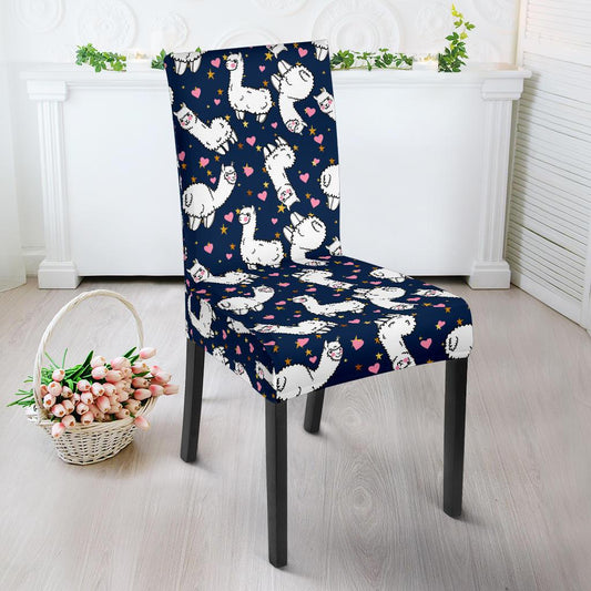 Alpaca Heart Star Design Themed Print Dinning Chair Slipper-JTAMIGO.COM