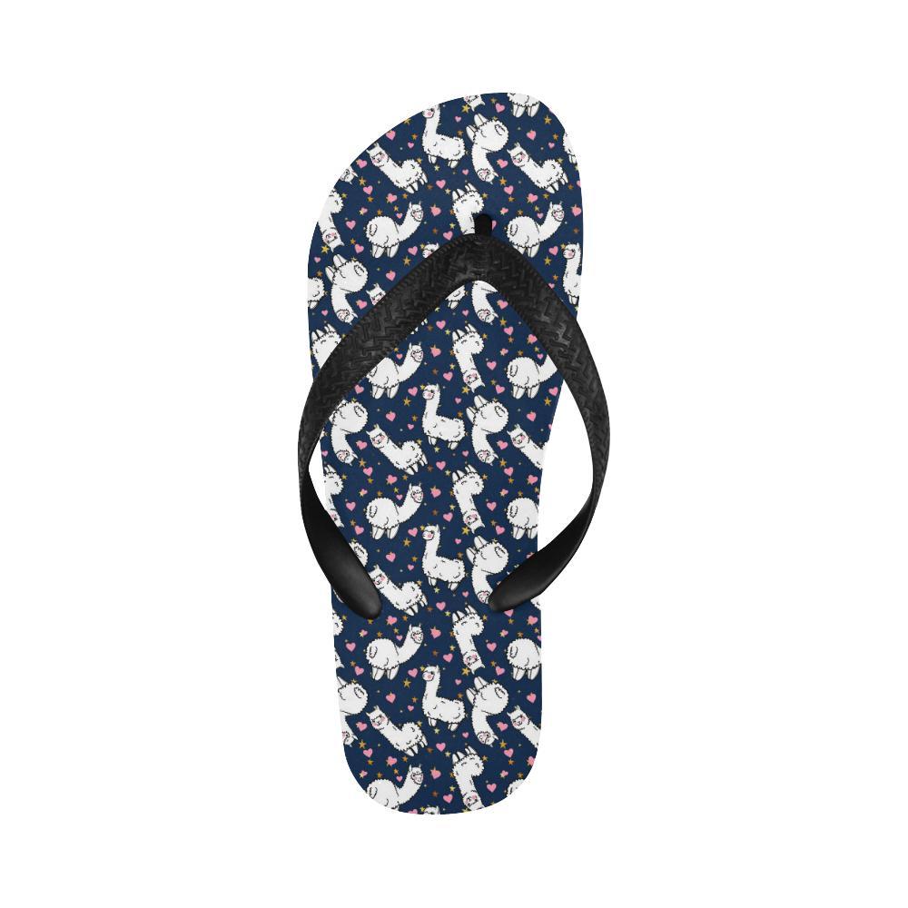 Alpaca Heart Star Design Themed Print Flip Flops-JTAMIGO.COM