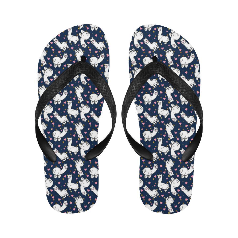 Alpaca Heart Star Design Themed Print Flip Flops-JTAMIGO.COM