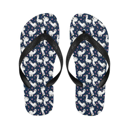 Alpaca Heart Star Design Themed Print Flip Flops-JTAMIGO.COM