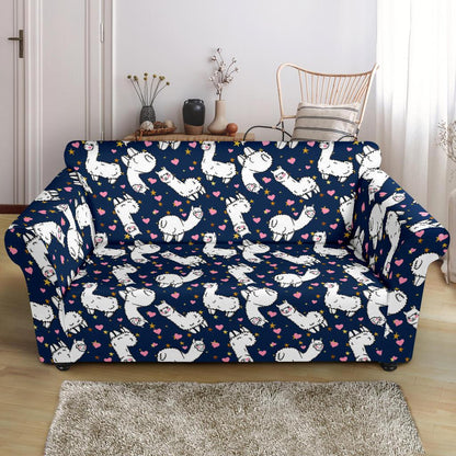 Alpaca Heart Star Design Themed Print Loveseat Slipcover-JTAMIGO.COM