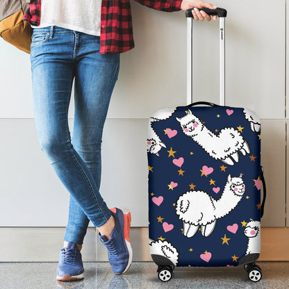 Alpaca Heart Star Design Themed Print Luggage Cover Protector