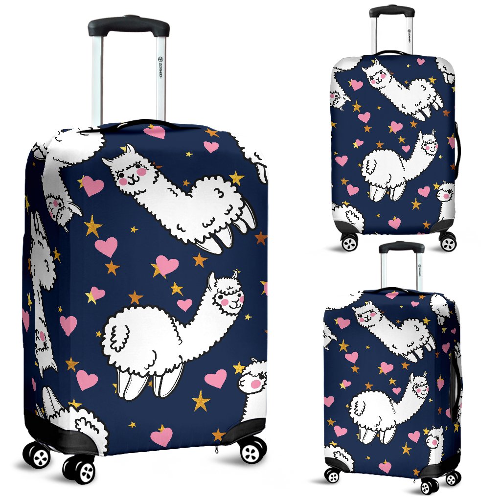Alpaca Heart Star Design Themed Print Luggage Cover Protector