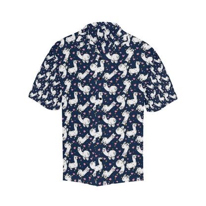 Alpaca Heart Star Design Themed Print Men Aloha Hawaiian Shirt