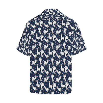 Alpaca Heart Star Design Themed Print Men Aloha Hawaiian Shirt