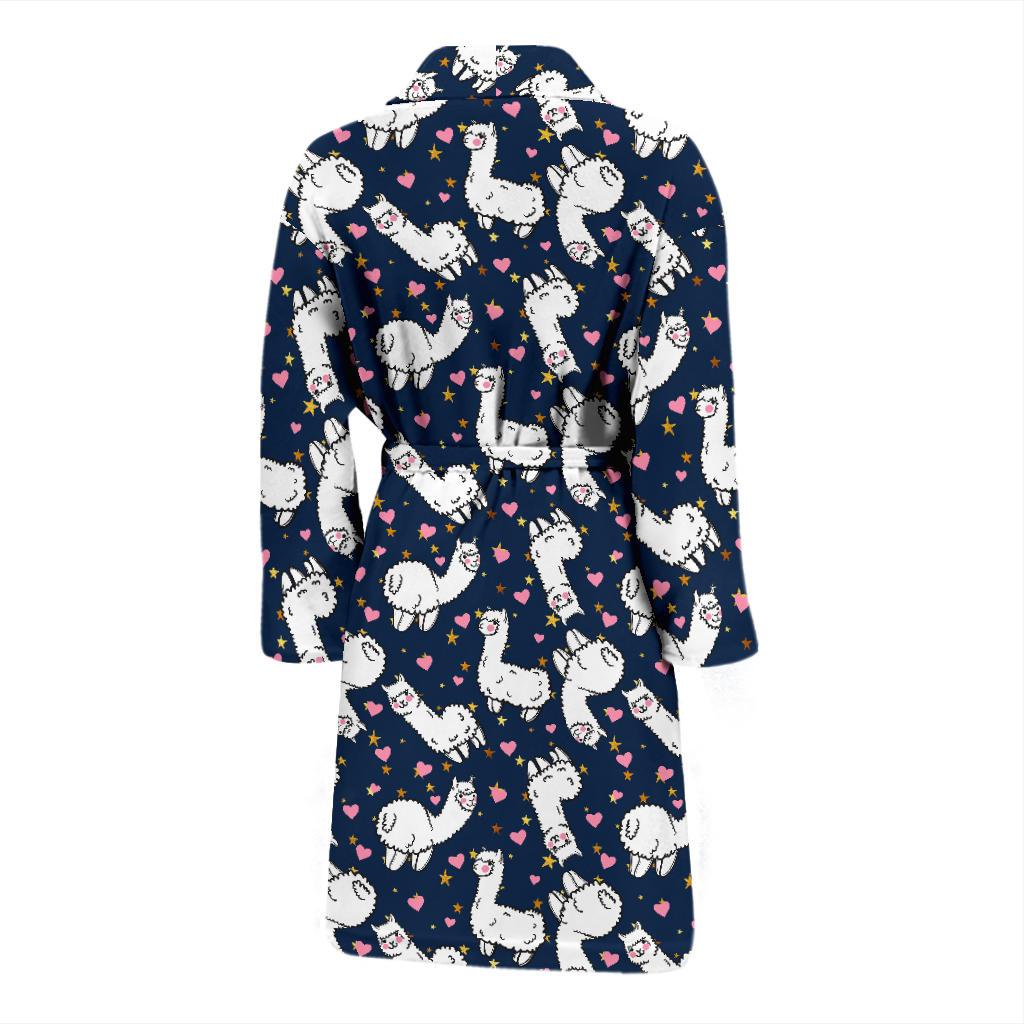Alpaca Heart Star Design Themed Print Men Bath Robe-JTAMIGO.COM