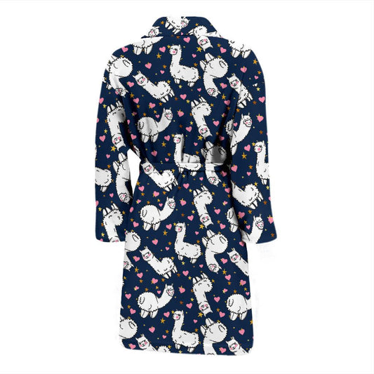 Alpaca Heart Star Design Themed Print Men Bath Robe-JTAMIGO.COM