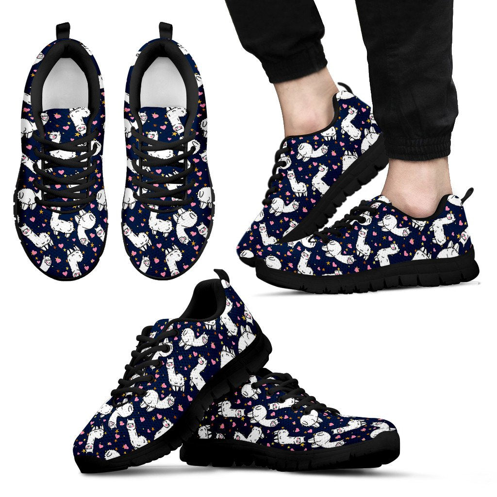 Alpaca Heart Star Design Themed Print Men Sneakers Shoes