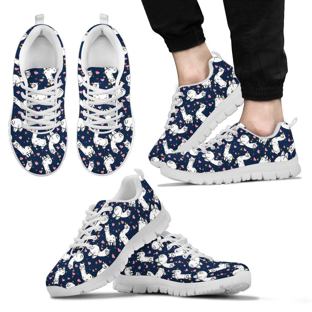 Alpaca Heart Star Design Themed Print Men Sneakers Shoes