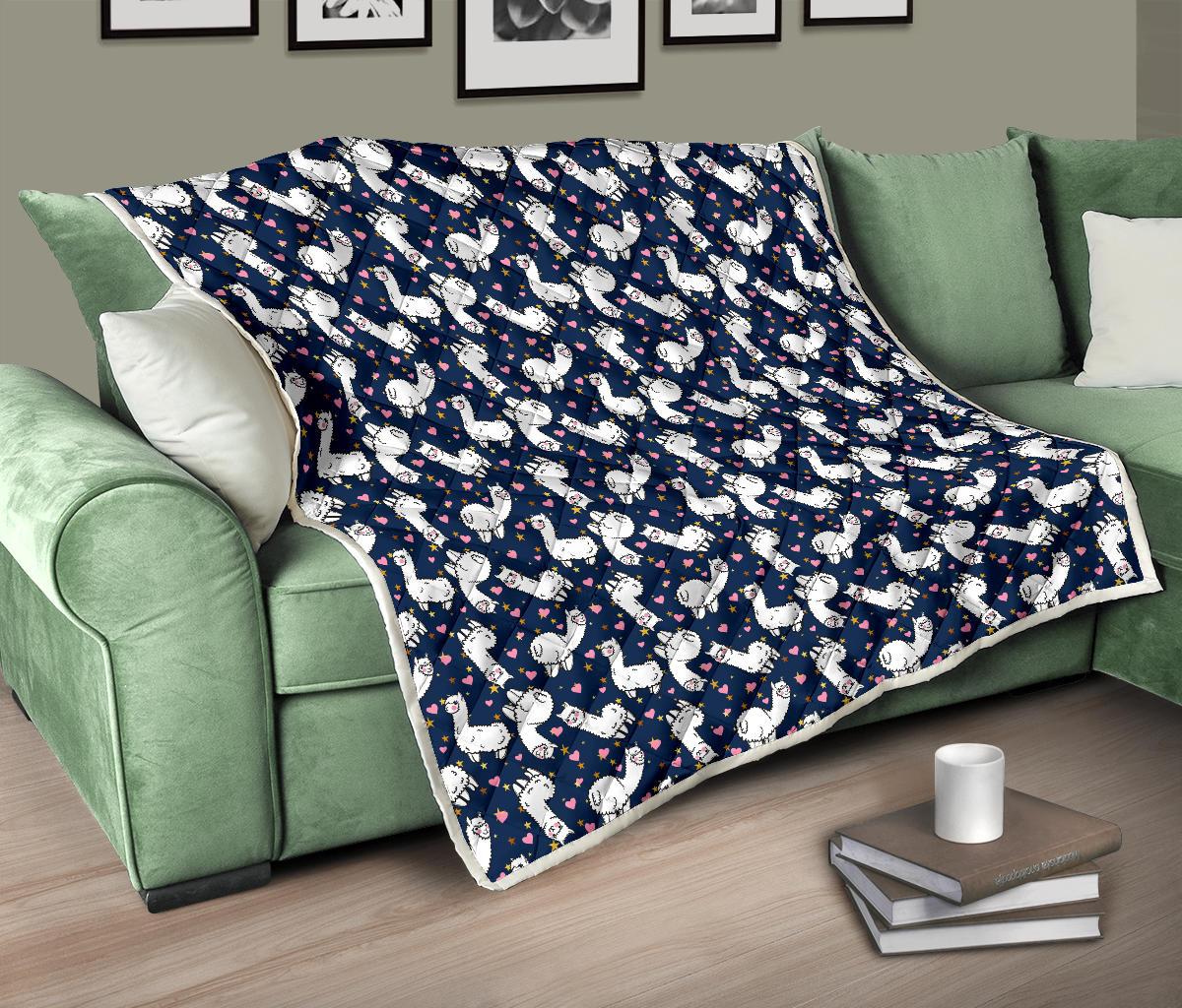 Alpaca Heart Star Design Themed Print Premium Quilt-JTAMIGO.COM