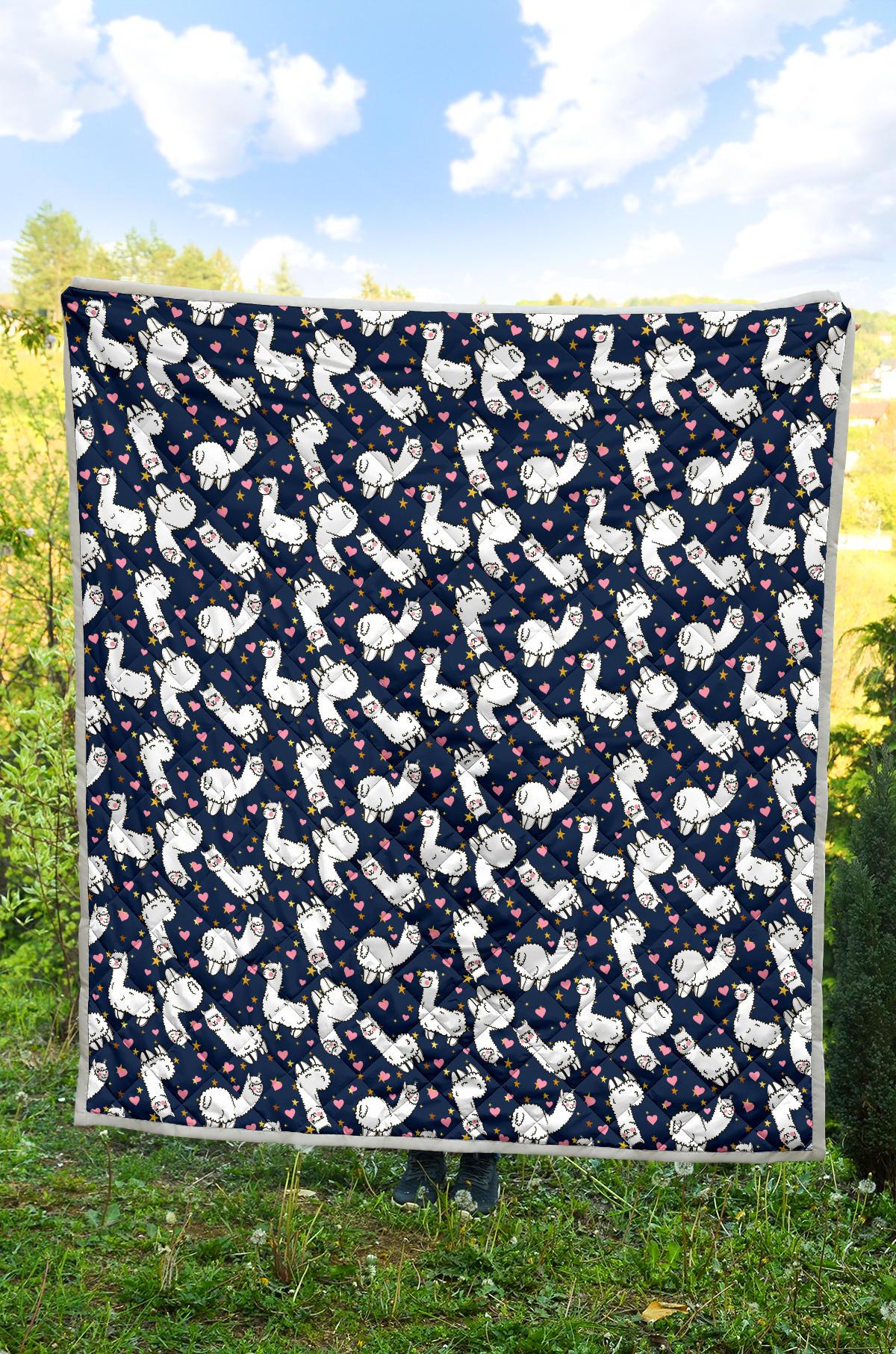 Alpaca Heart Star Design Themed Print Premium Quilt-JTAMIGO.COM