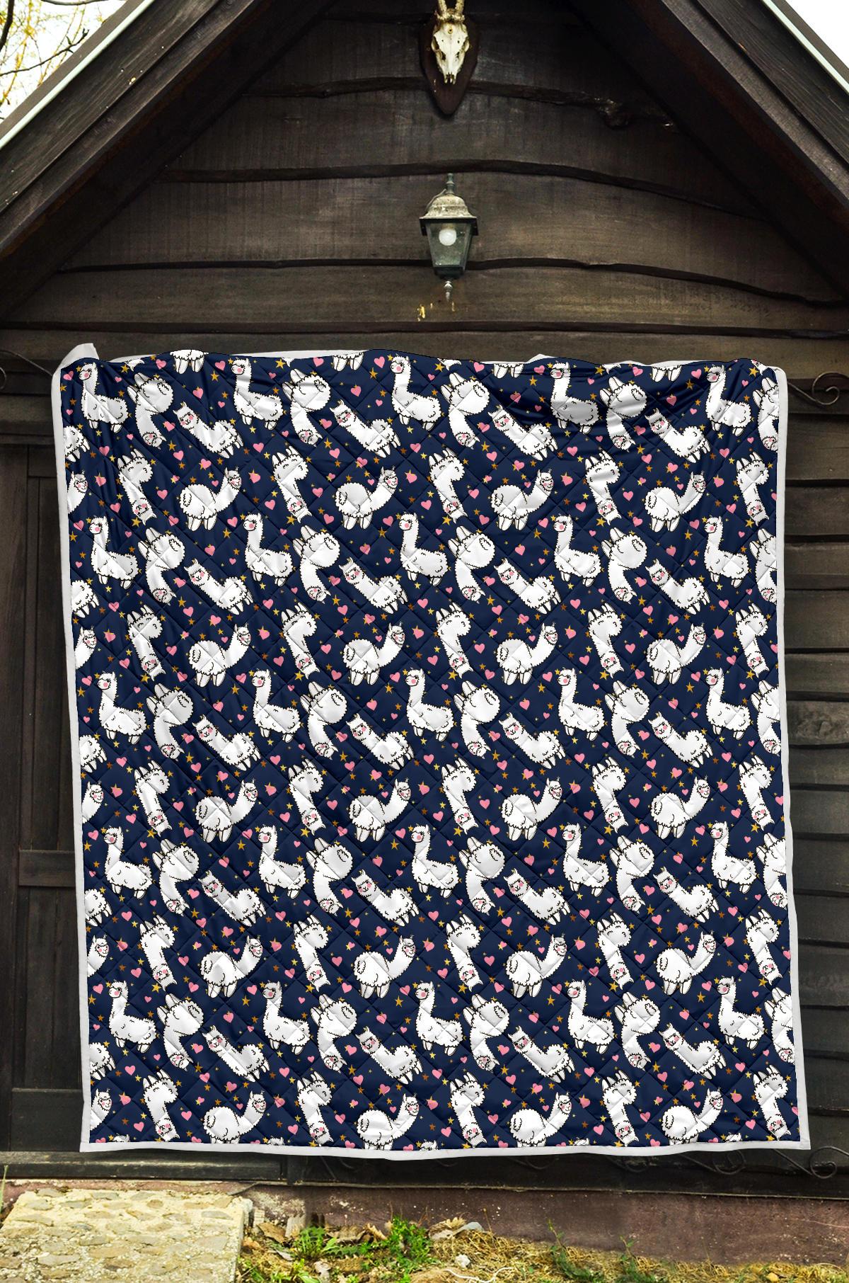 Alpaca Heart Star Design Themed Print Premium Quilt-JTAMIGO.COM