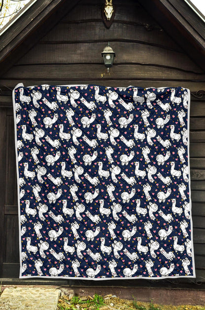Alpaca Heart Star Design Themed Print Premium Quilt-JTAMIGO.COM